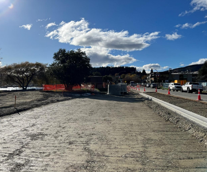 Photo of parking construction at Wānaka Lakefront Development