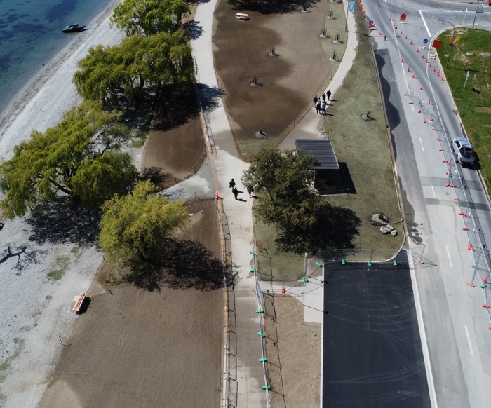 Drone photo from above stage two of Wānaka Lakefront Development