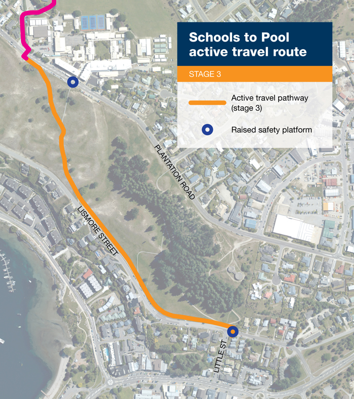 Stage 3 of the Schools to Pool active travel route, running from Plantation Road through Lismore Park to Hedditch Street